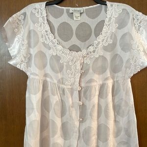 VTG Natory 100% Cotton White Embroidered Nightgown Size  M